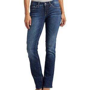 Silver Jeans Co Suki Slim Boot Jeans Womens Plus 18 Blue Mid Rise Stretch Denim